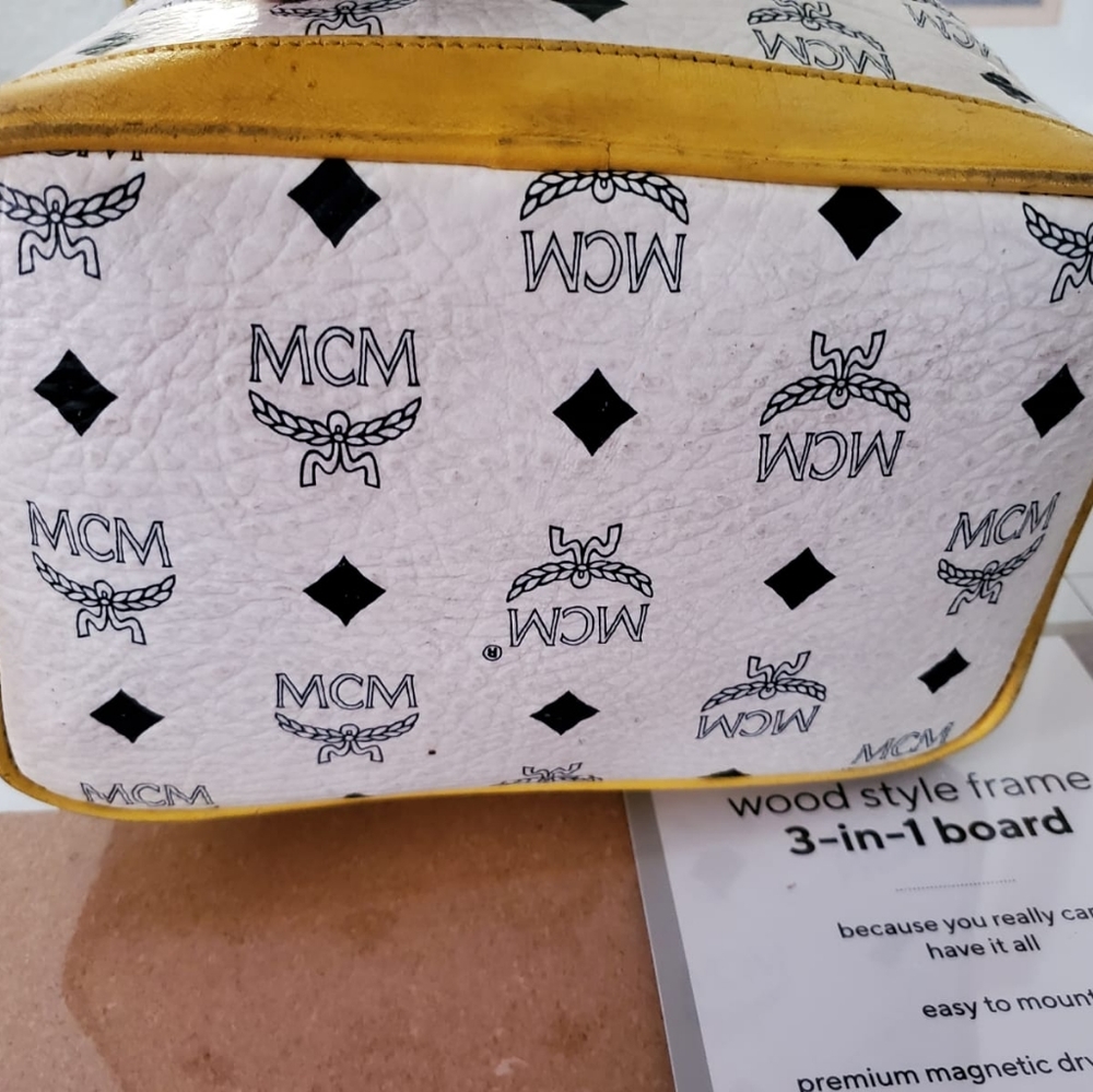 MCM White Bucket Drawstring Bucket Bag - Picture 9 of 12